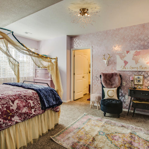 Modern Gold Crystal Sputnik Semi Flush Ceiling Light 4-Light